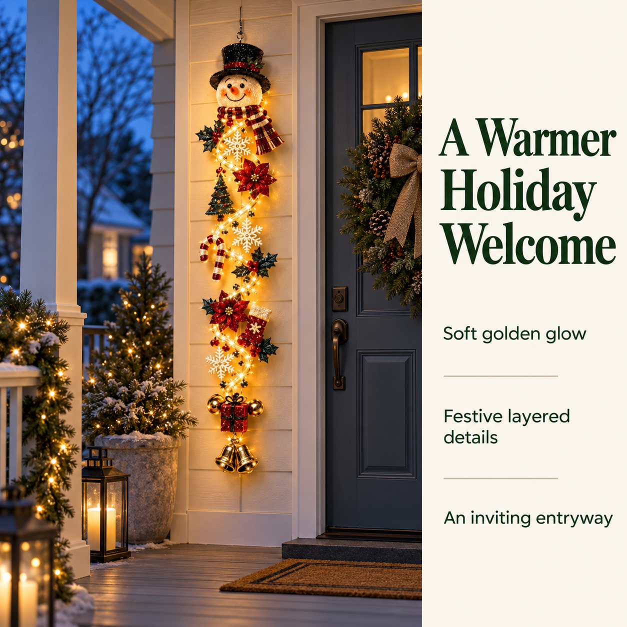YuleGlow – 🎄 Glowing Christmas Door Hanger with 6 Festive Lighted Designs & Space-Saving Vertical Décor ✨