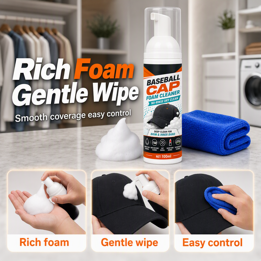 CapRevive Foam – No-Rinse Deep-Clean Foam Cleaner for Baseball Caps