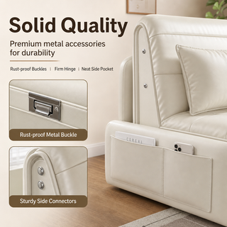 SnugShift – 3-Mode Convertible Folding Sofa Bed with Side Storage Pockets & Silent Wheels