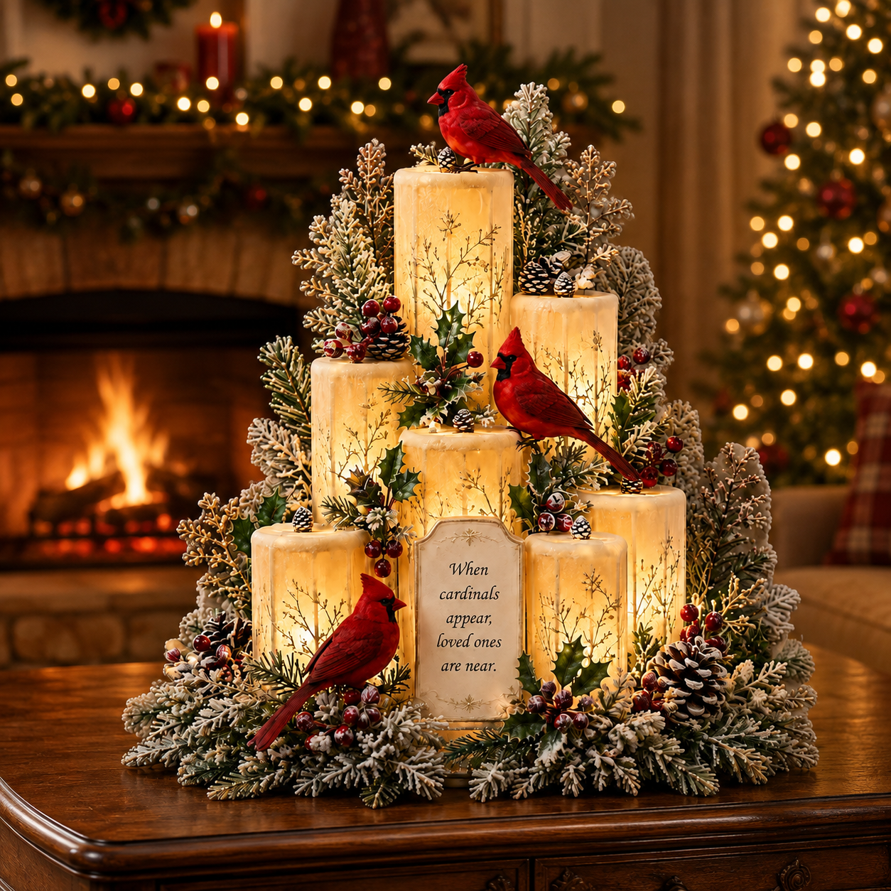 CardinalGlow – Memorial LED Candle Centerpiece
