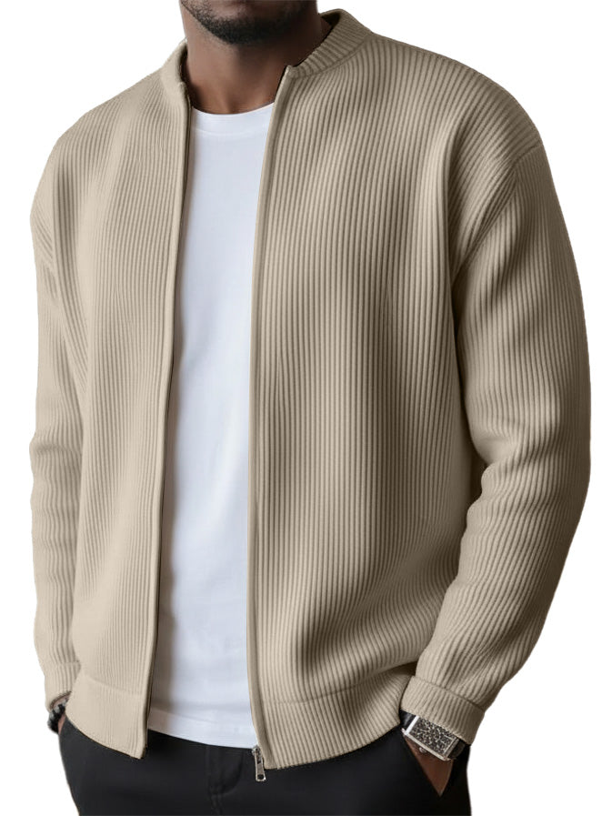 UrbanRib – Men's Ribbed Stand-Collar Zip-Up Jacket