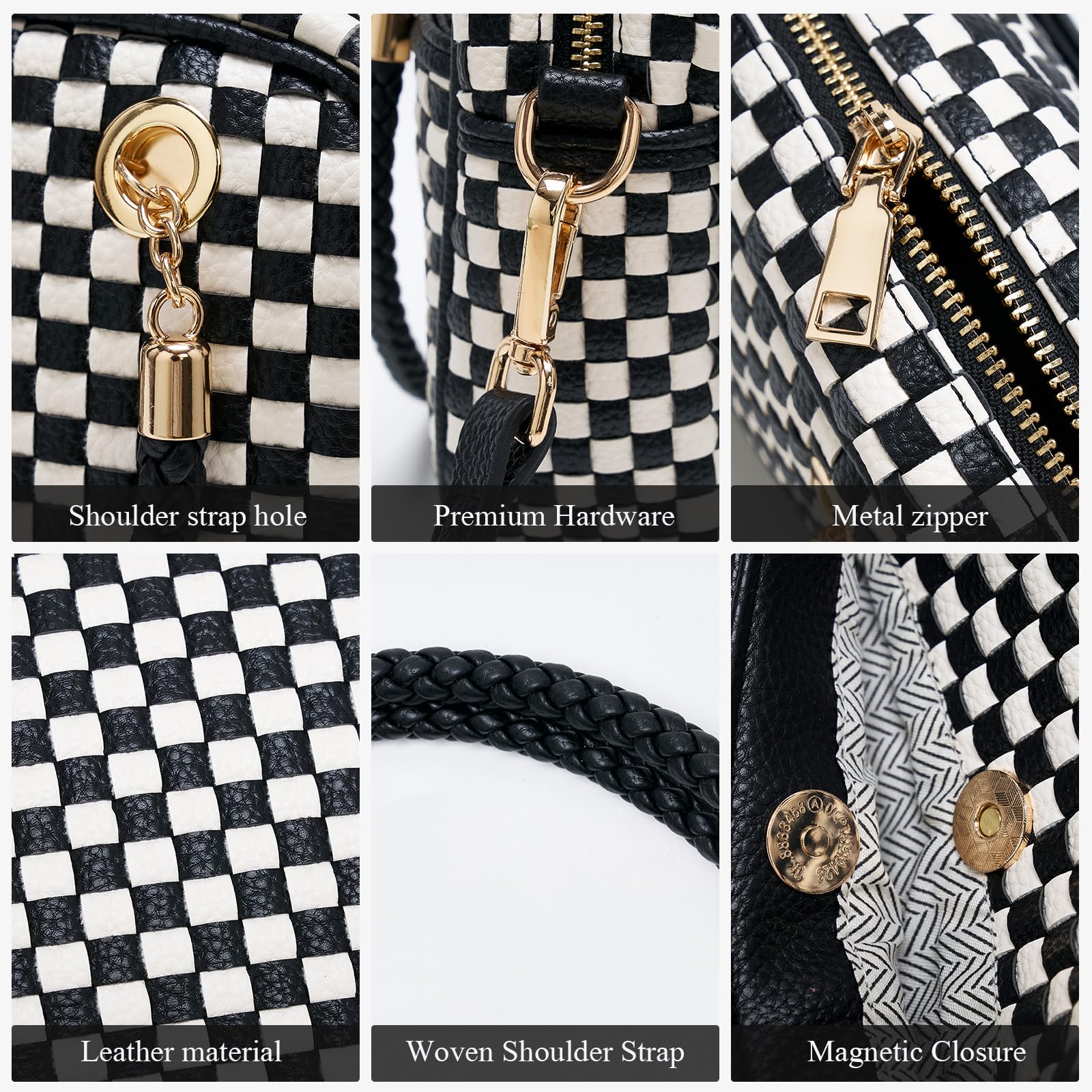 CheckWeave – Chic Checkered Woven Top Handle Crossbody Shoulder Bag in Vegan Leather