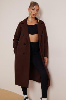 LapelLuxe – Women's Thermal Double-Breasted Notch Lapel Coat with Waist Tie & Pockets