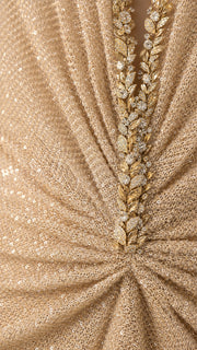 GlimmerCape – Glitter Sequin V-Neck Cape Sleeve Evening Maxi Dress