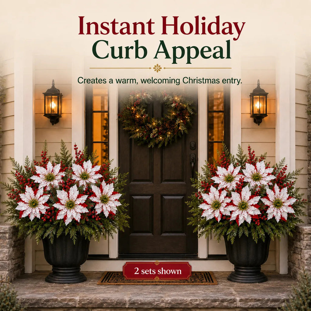 🌸 PoinsettiaGlow – Classic Red Artificial Christmas Planter Inserts