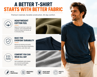 CottonEase – 🔥 Men’s Heavyweight Cotton Pocket Tee Packs | Regular & Tall