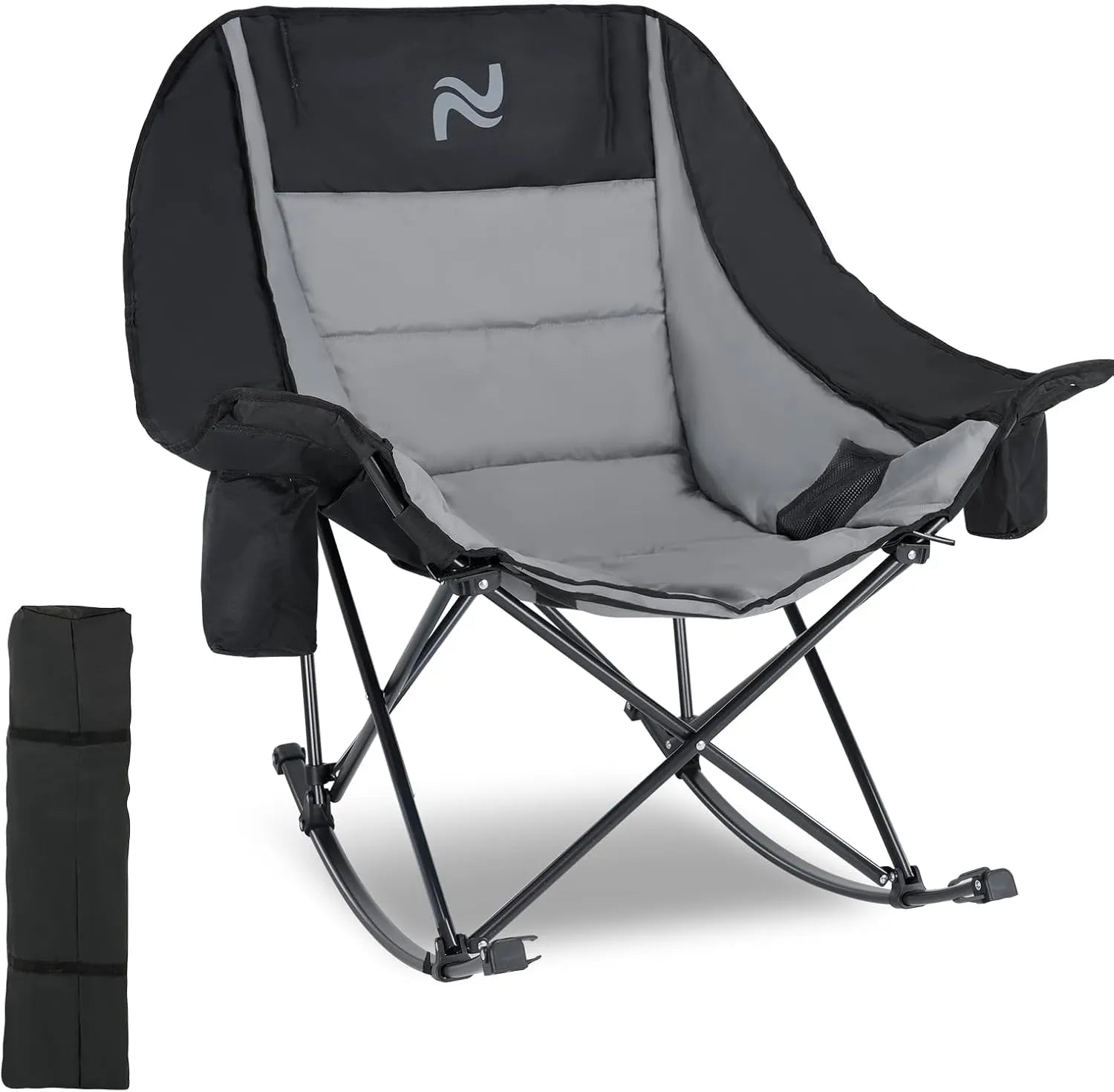MoonRock – Padded Folding Camping Rocker with Cooler & Cup Pockets