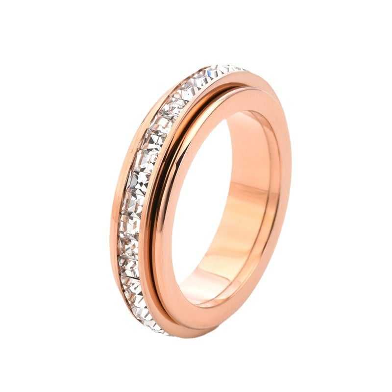 SpinCalm Ring – Rotating Crystal Ring for Anxiety Relief, Vows & Luck, Waterproof & Fade-Resistant
