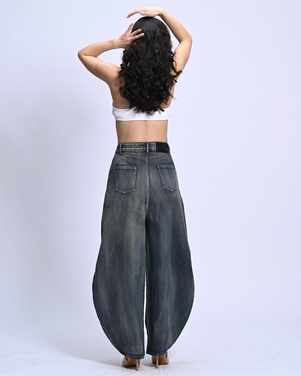 BarrelBloom – High-Rise Barrel Cut Wide-Leg Denim