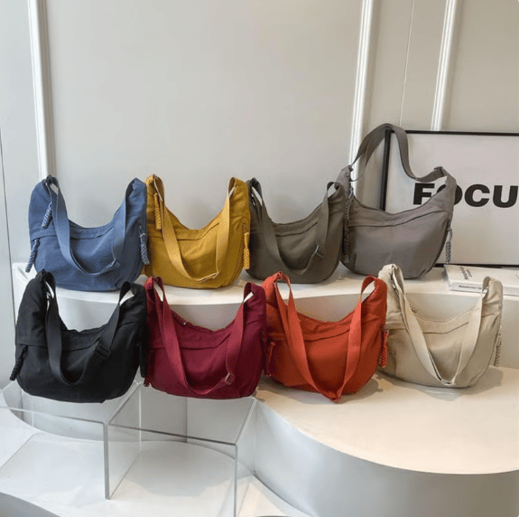 CrescentCarry – 🏆👜 Women's Plain-Color Nylon Crossbody Hobo Bag