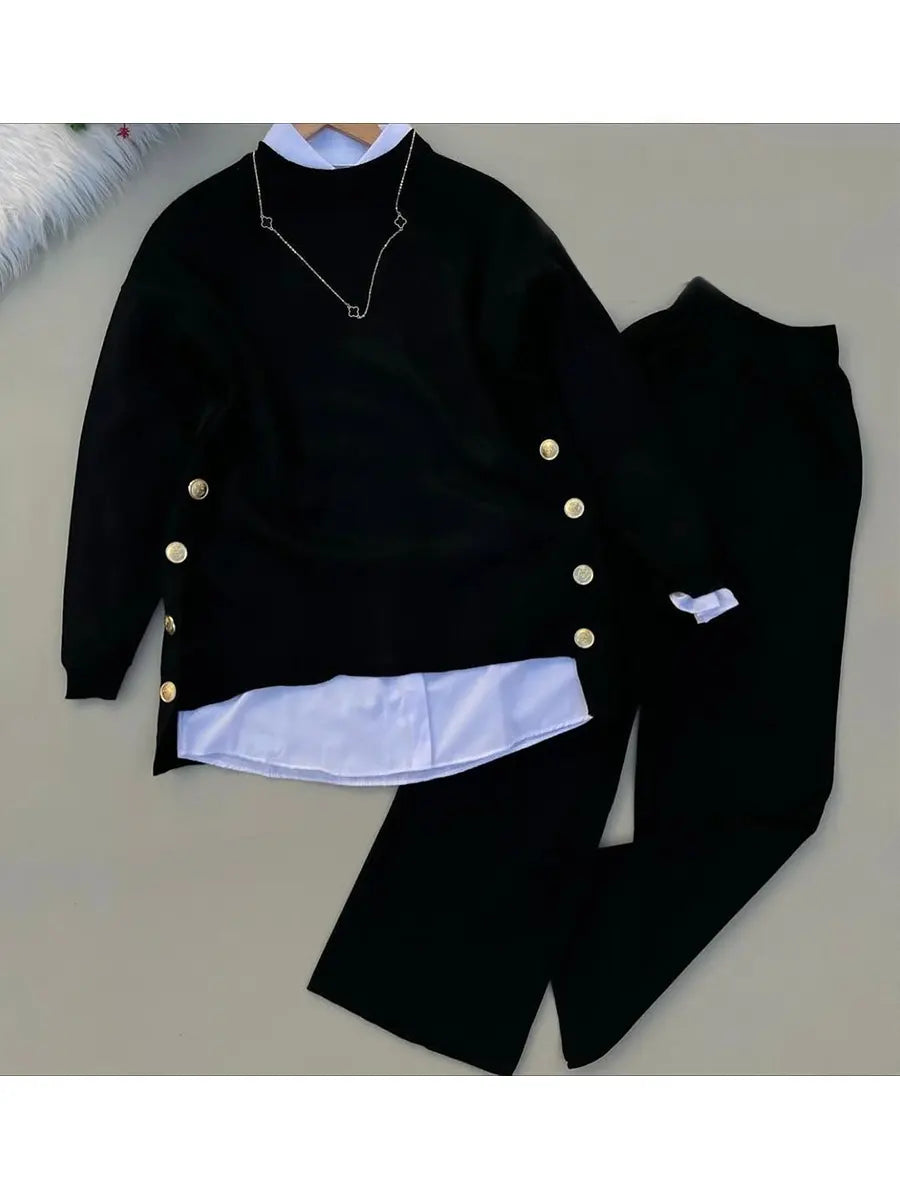 💛 LayerEase – Women’s Pullover Sweater and Pants Set