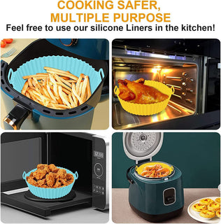 🔥 CrispNest – 6-Piece Non-Stick Silicone Air Fryer Baking Tray Set