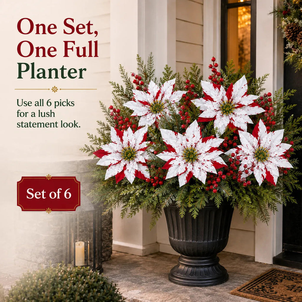 🌸 PoinsettiaGlow – Classic Red Artificial Christmas Planter Inserts