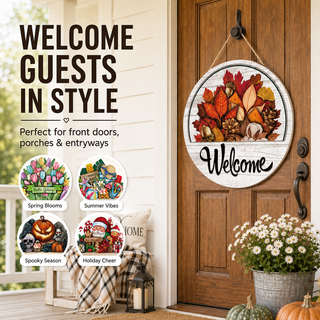 SeasonSwap – Interchangeable Front Door Welcome Sign with 15 Magnetic Seasonal Accents