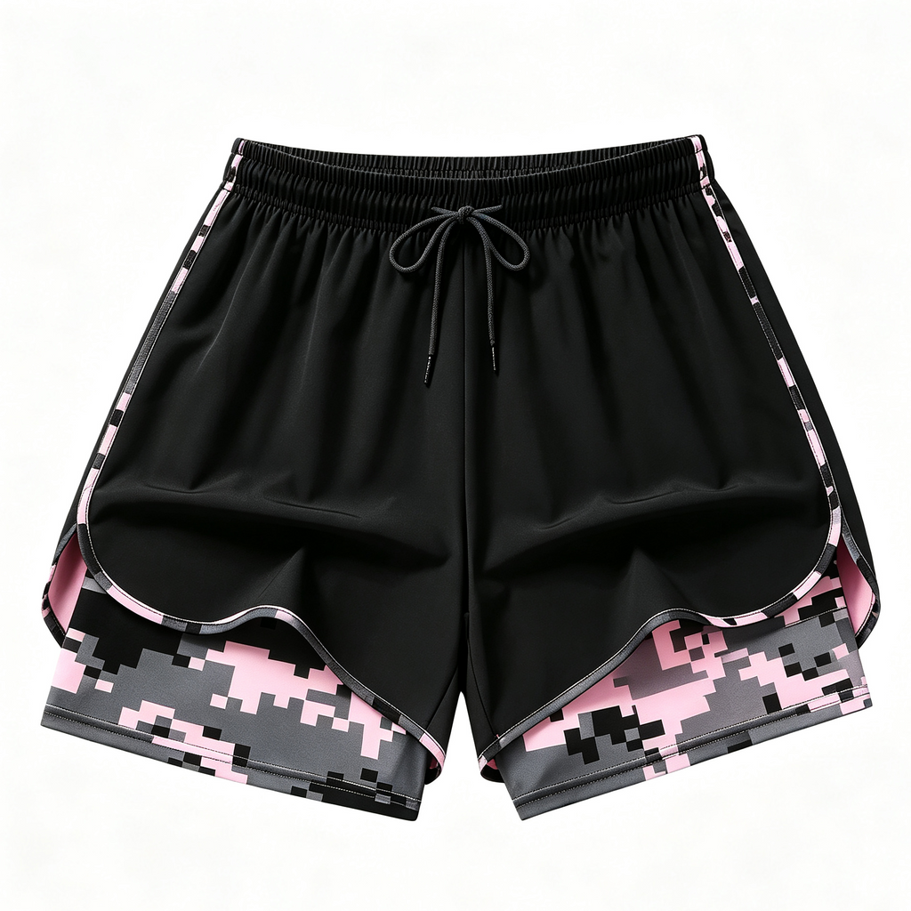 MoveEase – Women’s Double-Layer Athletic Shorts with Pockets