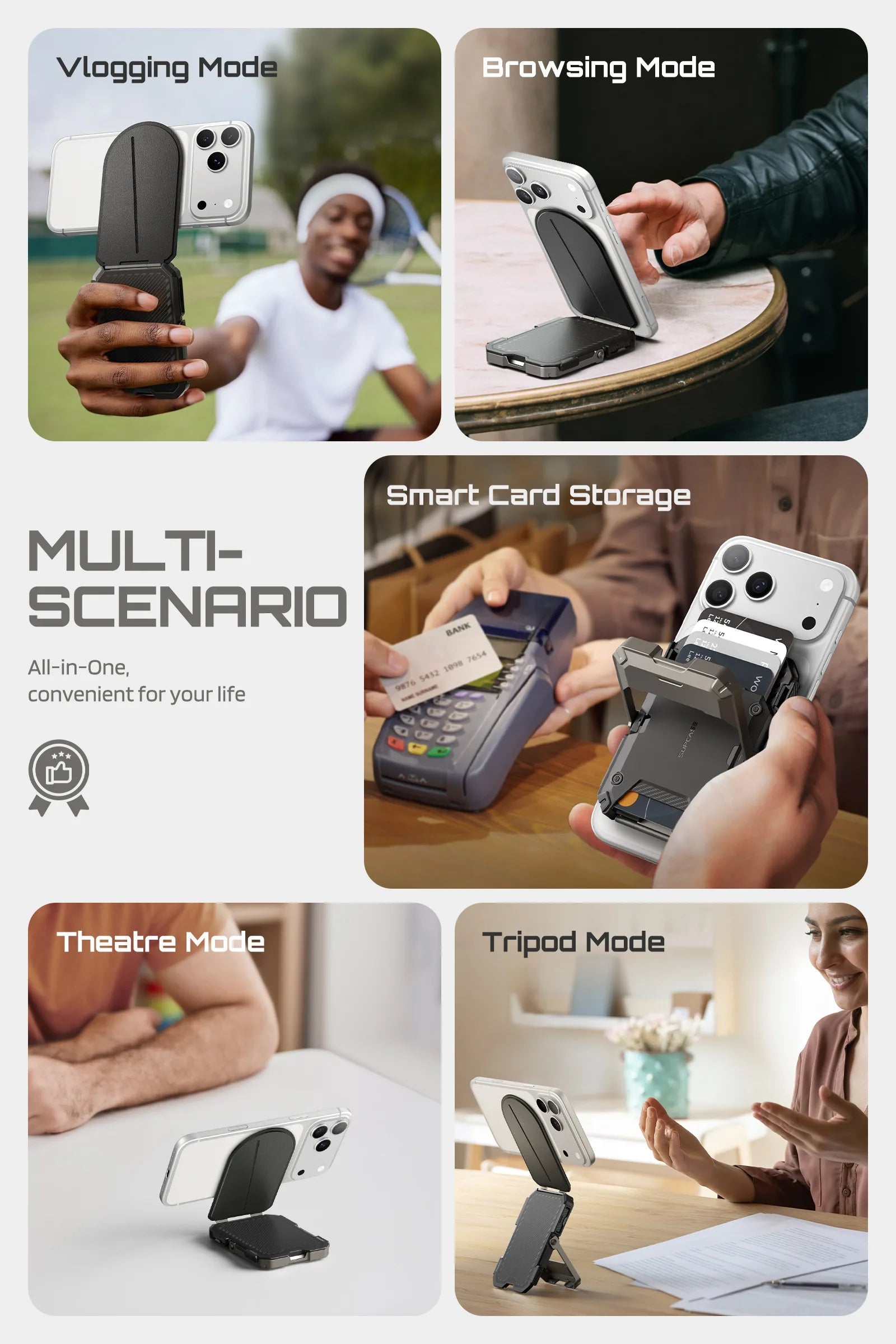 TrackFlip – Trackable Magnetic Wallet with Stand