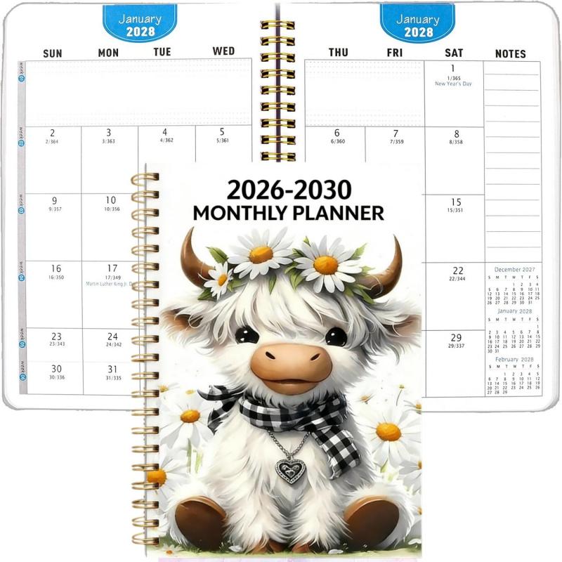 MooPlan – 🐮 2026–2030 Monthly Planner ✨ Cute Highland Cow 5-Year Calendar with Large Monthly Blocks