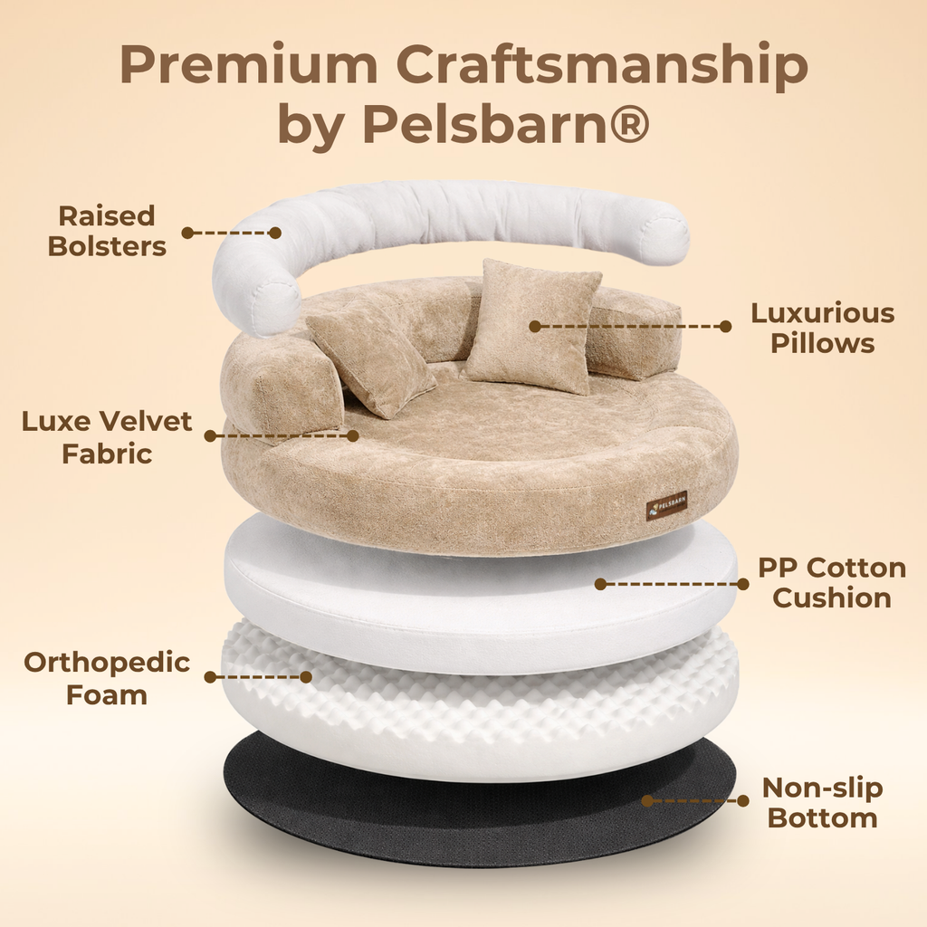 CloudNest – Orthopedic Velvet Dog Bed with Raised Bolsters