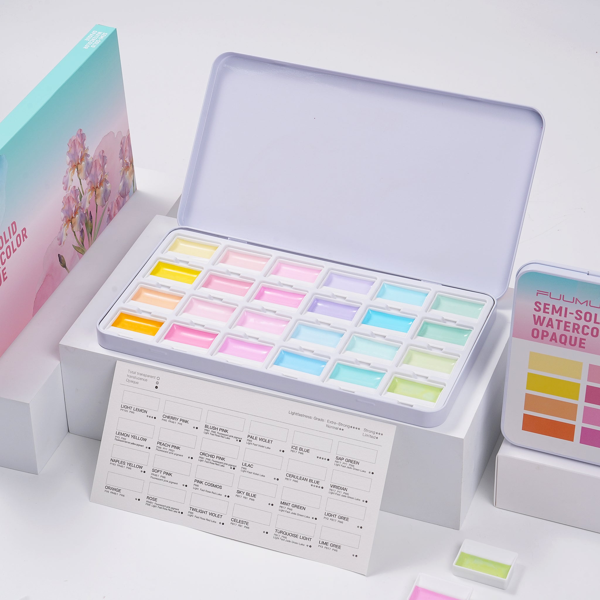 MacaronMuse – 24-Color Opaque Semi-Solid Watercolor Paint Set