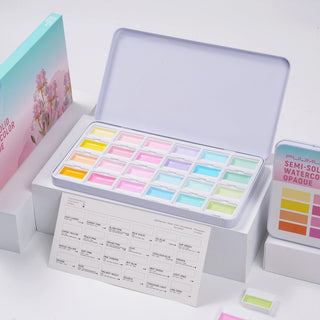 MacaronMuse – 24-Color Opaque Semi-Solid Watercolor Paint Set