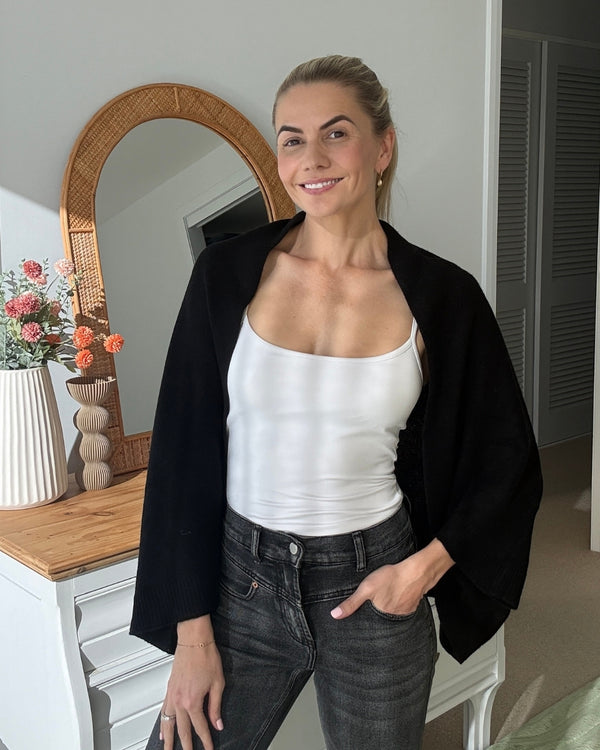 CozyDrape – 100% Merino Wool Wrap with Built-In Sleeve Openings