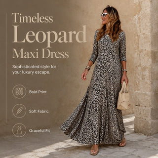 ✨ LeopardGrace – Women’s Leopard Print Long-Sleeve Maxi Dress