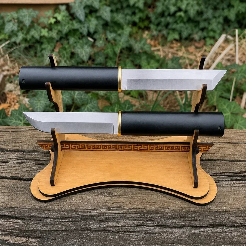 TwinEdge Collector Set – Matte-Black Twin-Blade Mechanical Display Piece