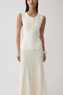 Rebena Pleated Midi Dress - Ivory #6