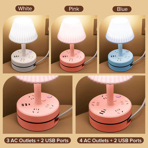 GlowDock – Bedside Lamp with Built-In Power Strip, USB and USB-C Charging