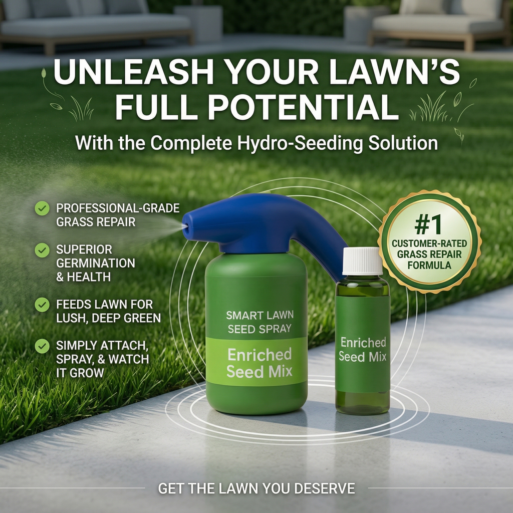 LawnRevive – Spray-On Grass Seed & Fertilizer Kit with Hose-End Sprayer