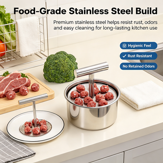 MeatBallPro – Stainless Steel Meatball Maker with 6 Holes for Meatballs, Fish Balls, Veggie Balls and Ice Cream🥩