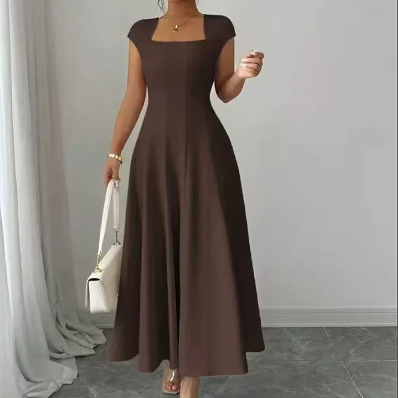 GraceLine – Women’s Square-Neck A-Line Midi Dress