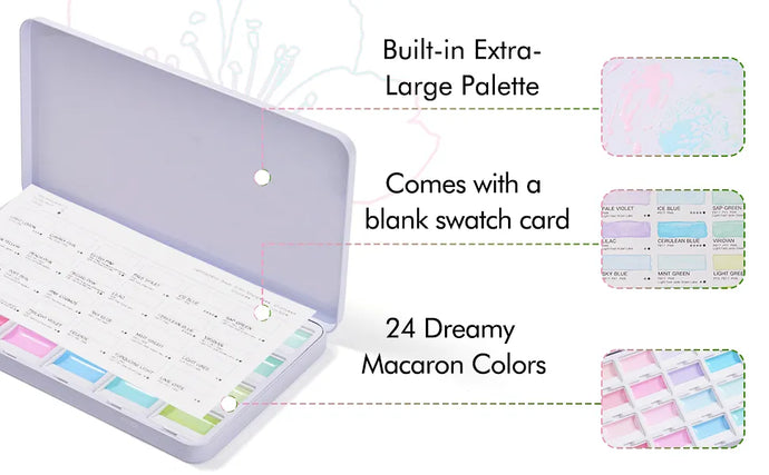 MacaronMuse – 24-Color Opaque Semi-Solid Watercolor Paint Set