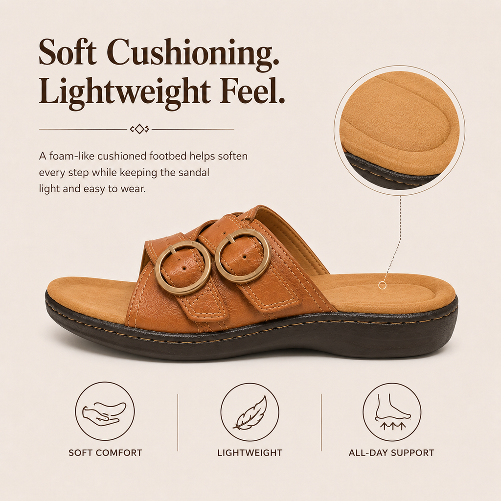 SoftStride – Women’s Leather Slide Sandals for All-Day Comfort