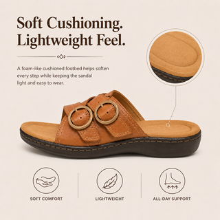 SoftStride – Women’s Leather Slide Sandals for All-Day Comfort