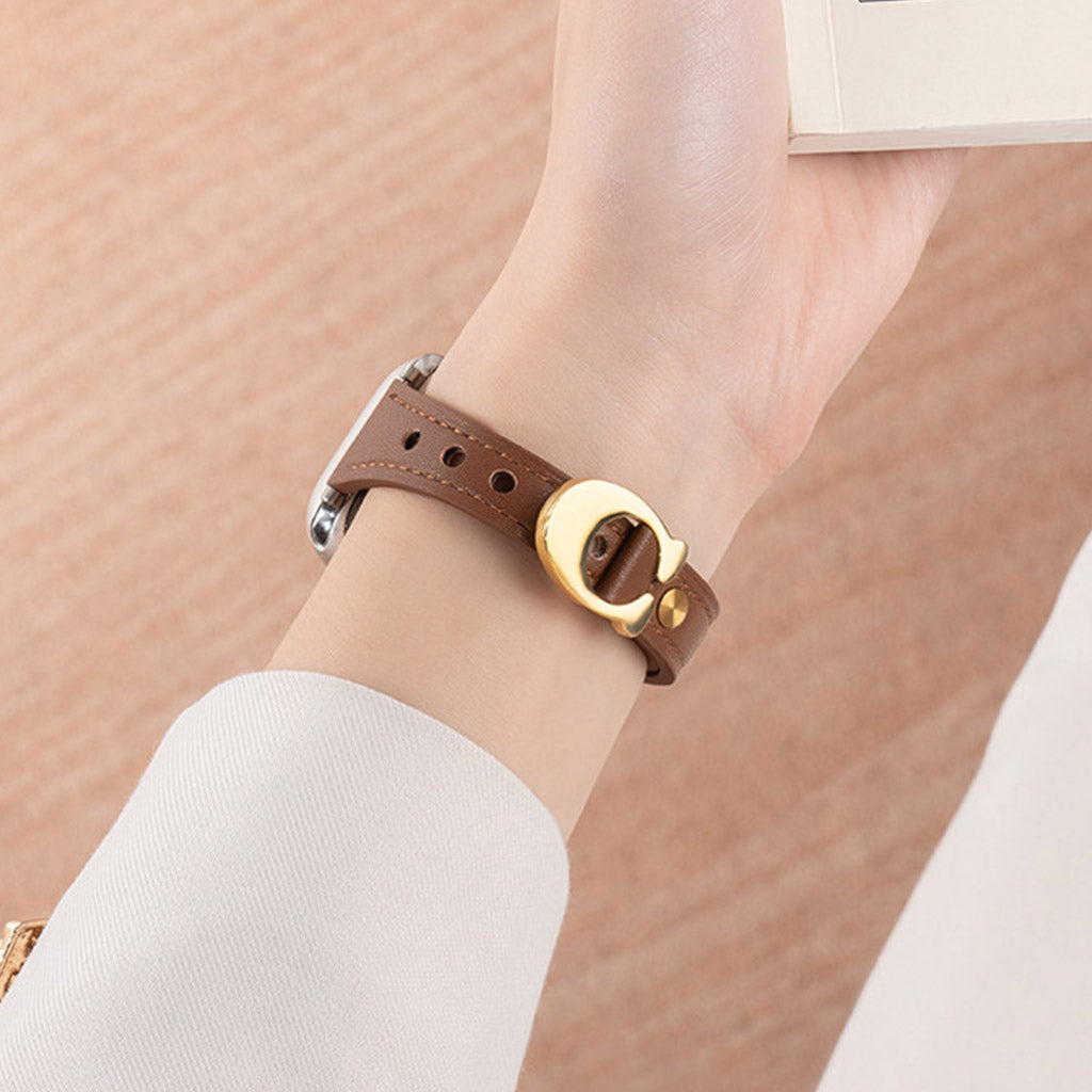 CharmCurve – Slim Genuine Leather Apple Watch Strap with Metal Charm