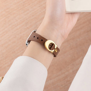 CharmCurve – Slim Genuine Leather Apple Watch Strap with Metal Charm