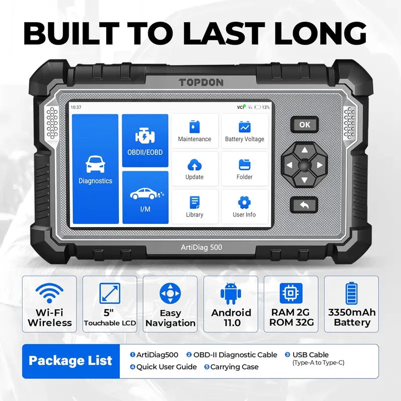 DiagPilot – TOPDON ArtiDiag500 4-System OBD2 Car Diagnostic Scanner with 6 Reset Functions, AutoVIN & Live Data