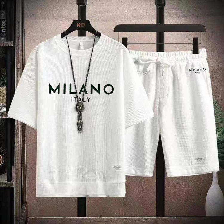 MilanoEase – Men's Printed T-Shirt and Drawstring Shorts Set
