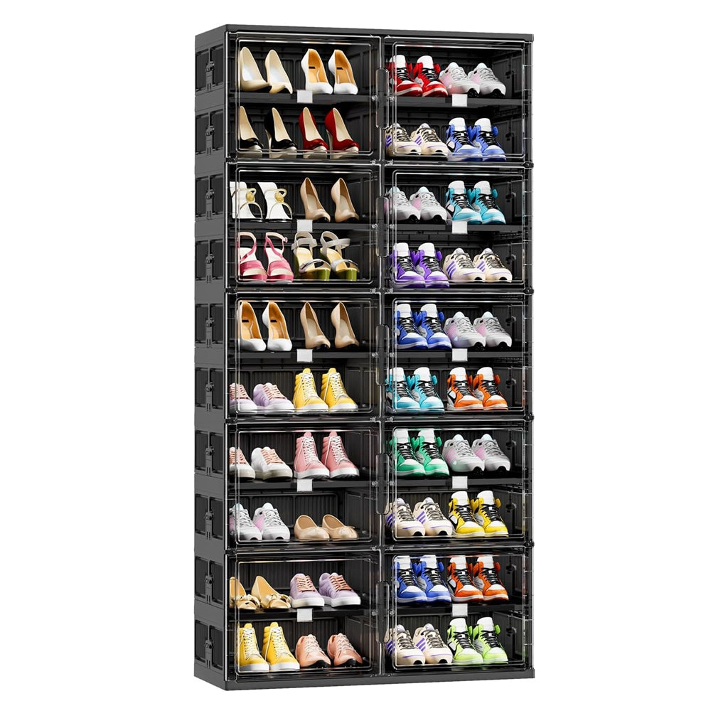 ClearStack – Foldable Shoe Organizer with Magnetic Doors
