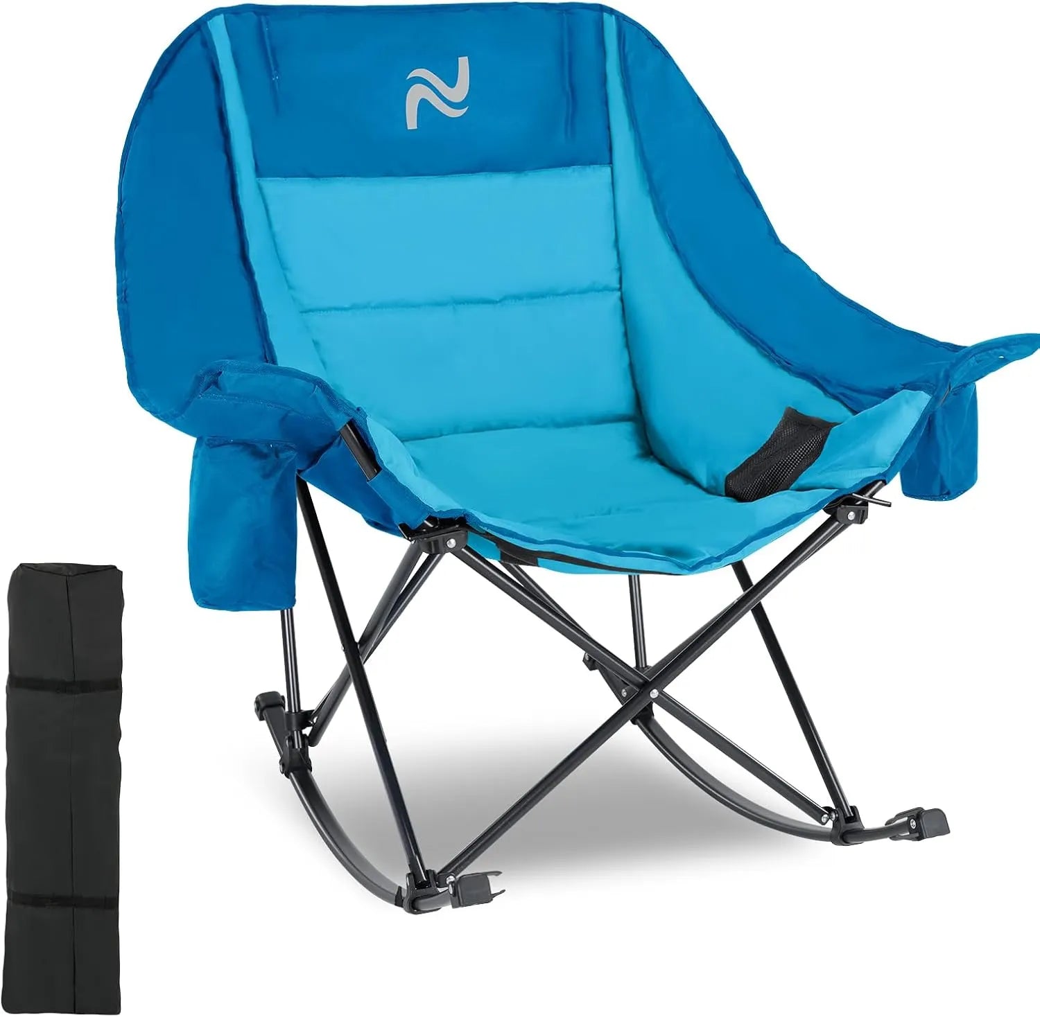 MoonRock – Padded Folding Camping Rocker with Cooler & Cup Pockets