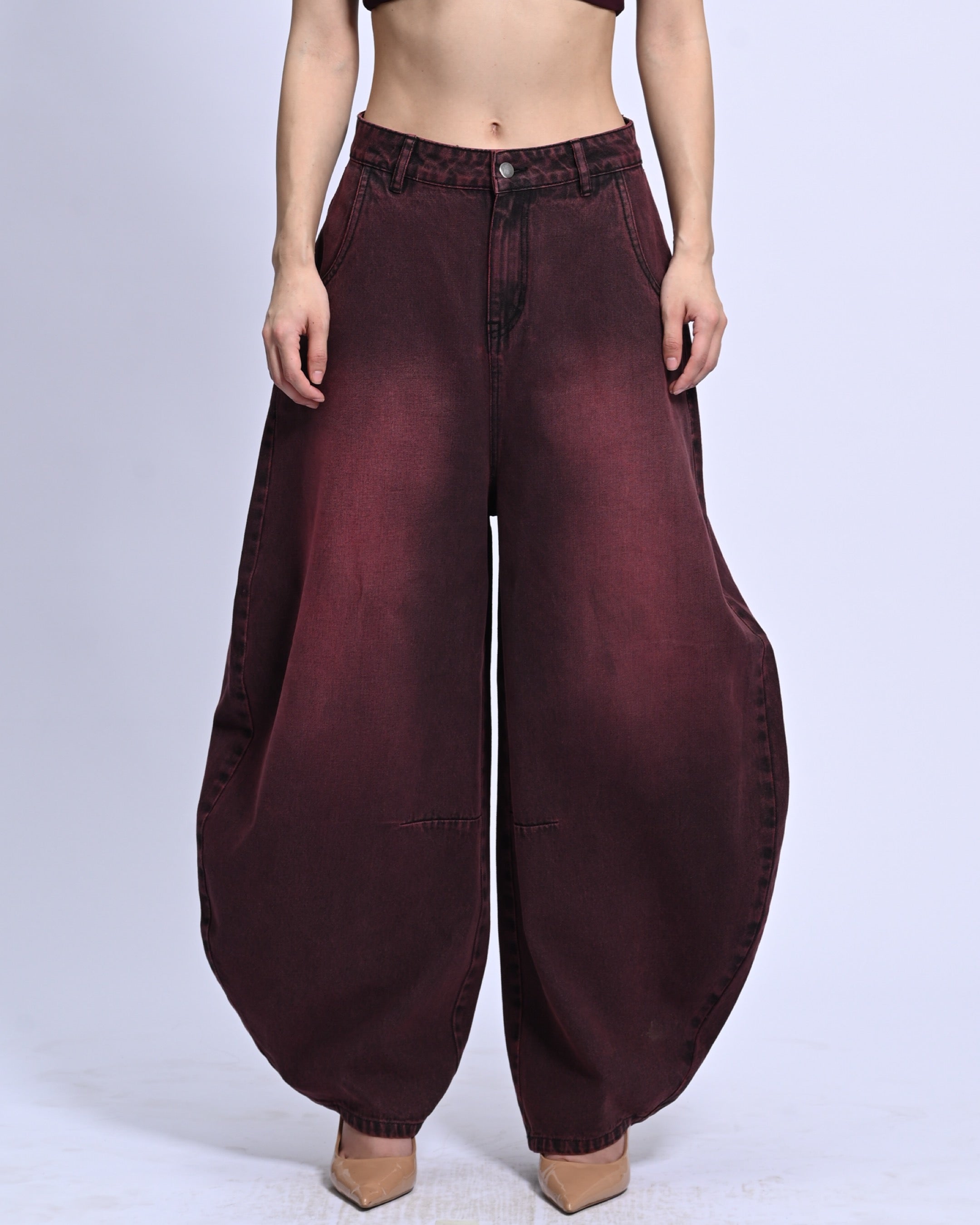 BarrelBloom – High-Rise Barrel Cut Wide-Leg Denim