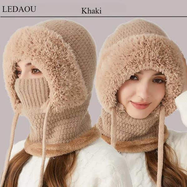 CozyHood – 💥🎁 Plush-Lined Knit Hooded Balaclava with Built-In Scarf
