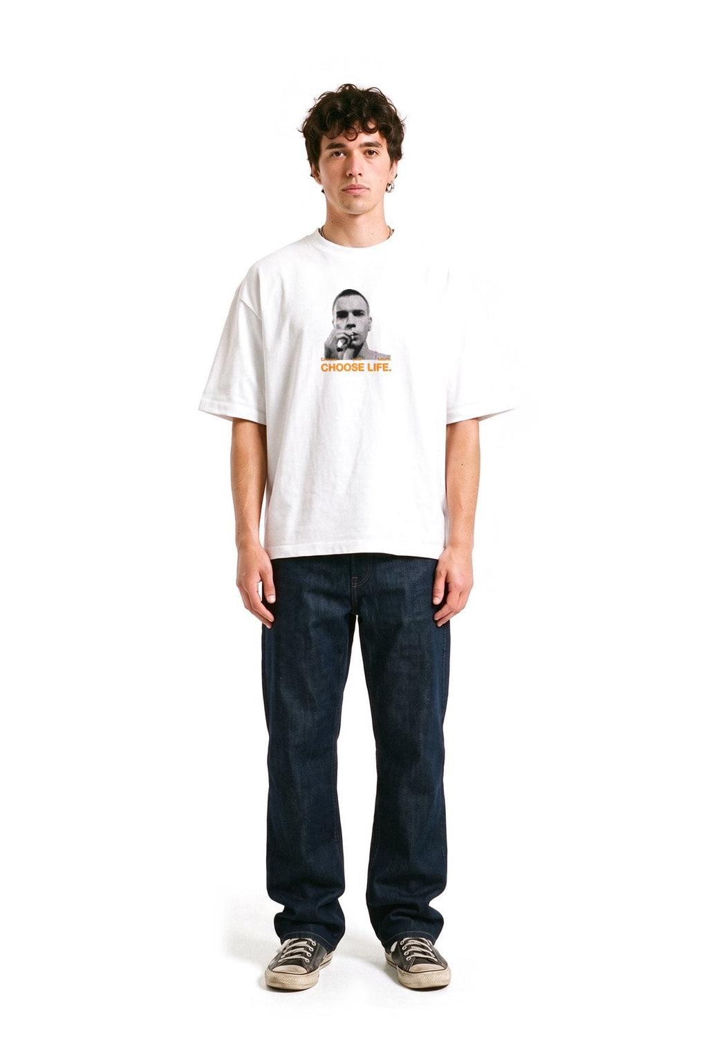 Dean wearing the Choose Life White t-shirt