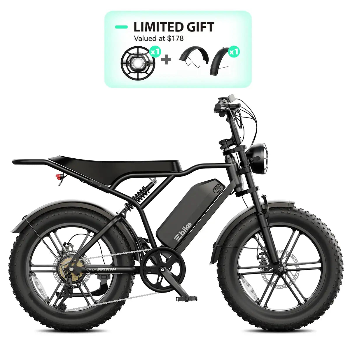 TrailThunder – 1500W Full-Suspension Moped-Style Electric Bike with 20" Fat Tires