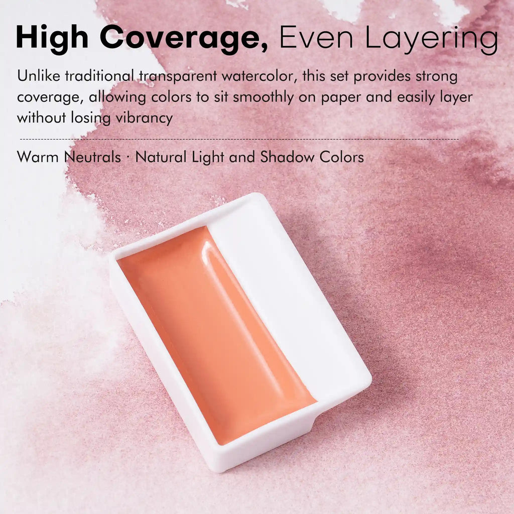 TerraMuse – 24-Color Opaque Watercolor Set in Warm Terracotta