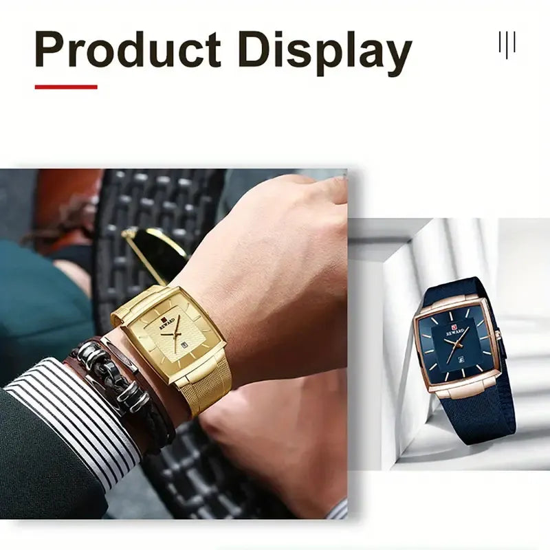 SquareMesh – Men’s Quartz Watch with Mesh Bracelet