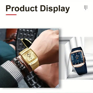SquareMesh – Men’s Quartz Watch with Mesh Bracelet