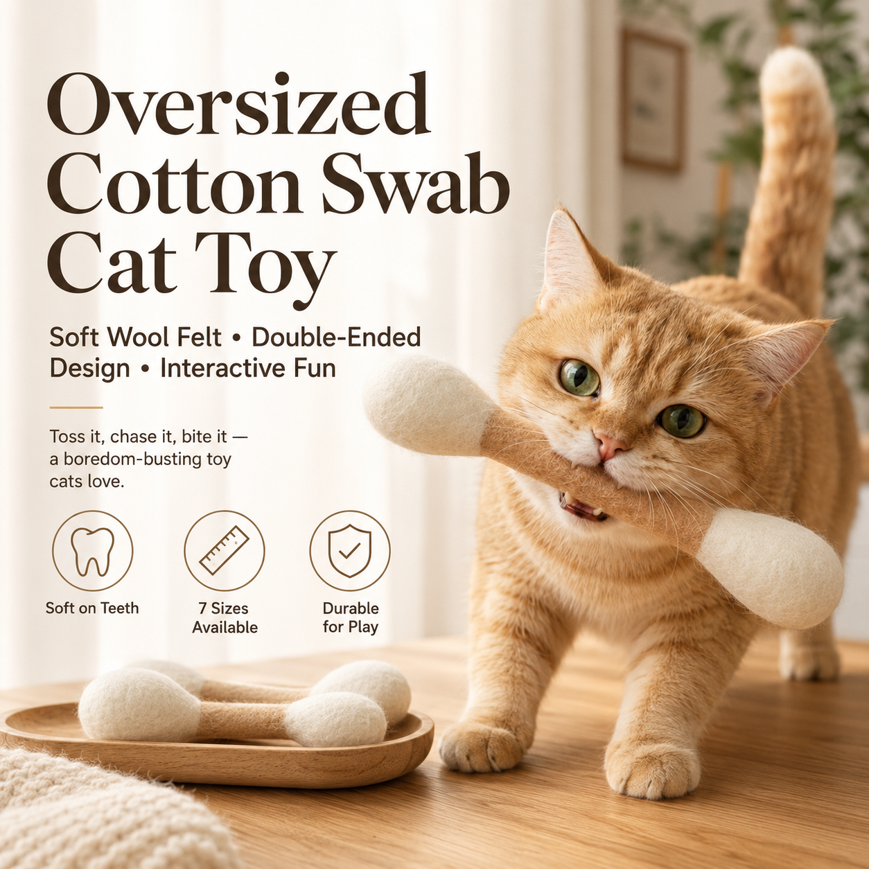 FeltSwab – Double-Ended Wool Cat Toy