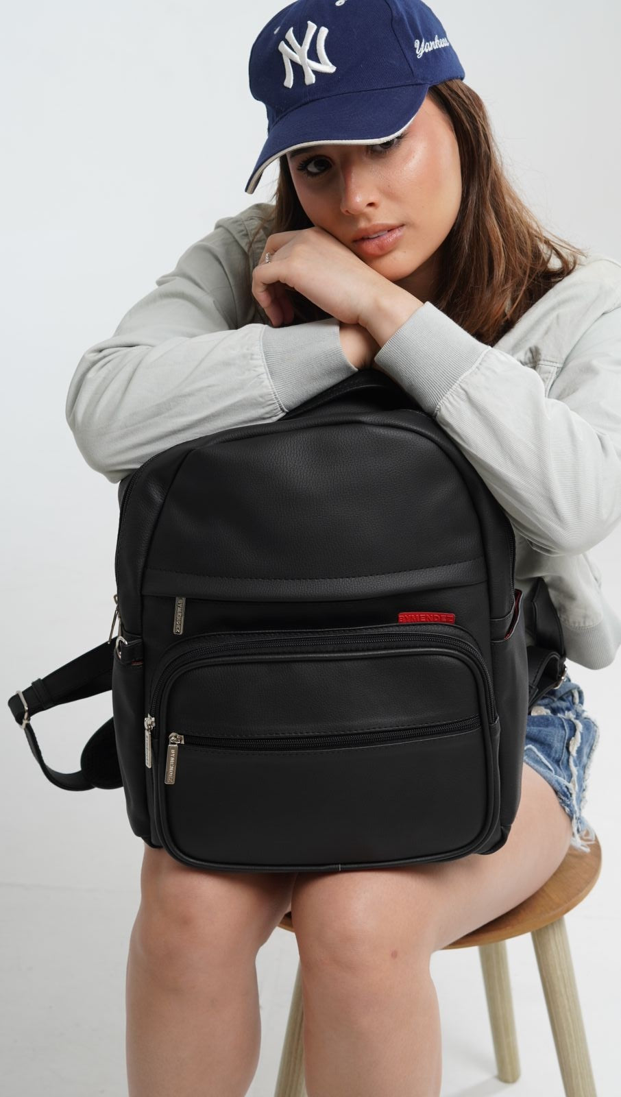 RedCore – Black Vegan Leather Laptop Backpack